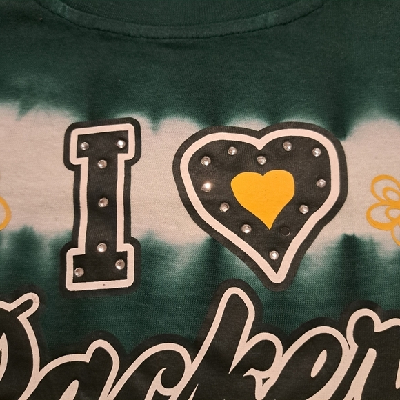 Green Bay Packers girls size Large 10/12, shirt sleeve shirt New - Picture 2 of 4